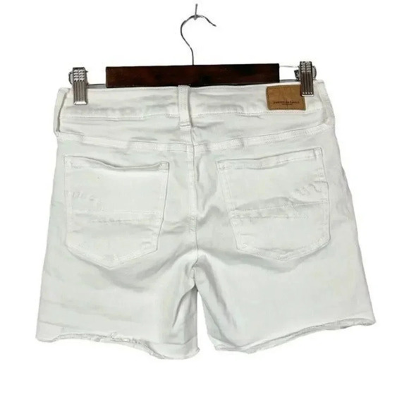 American Eagle AEO White Midi Denim Cut Off Shorts 4 - Picture 3 of 4